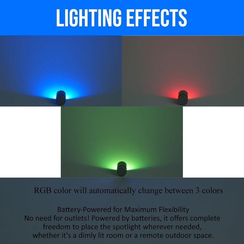 Taysing 20 Pack Small Spotlight Battery Operated LED Lights Cordless Miniature Spot Light for Artwork, Paintings, Jewelry, Display Cases, handicrafts, Models, Toys, Puzzles (RGB) - Image 4